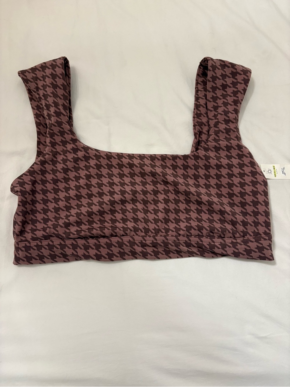 aerie Mauve Houndstooth Scoop Neck Sports Bra
